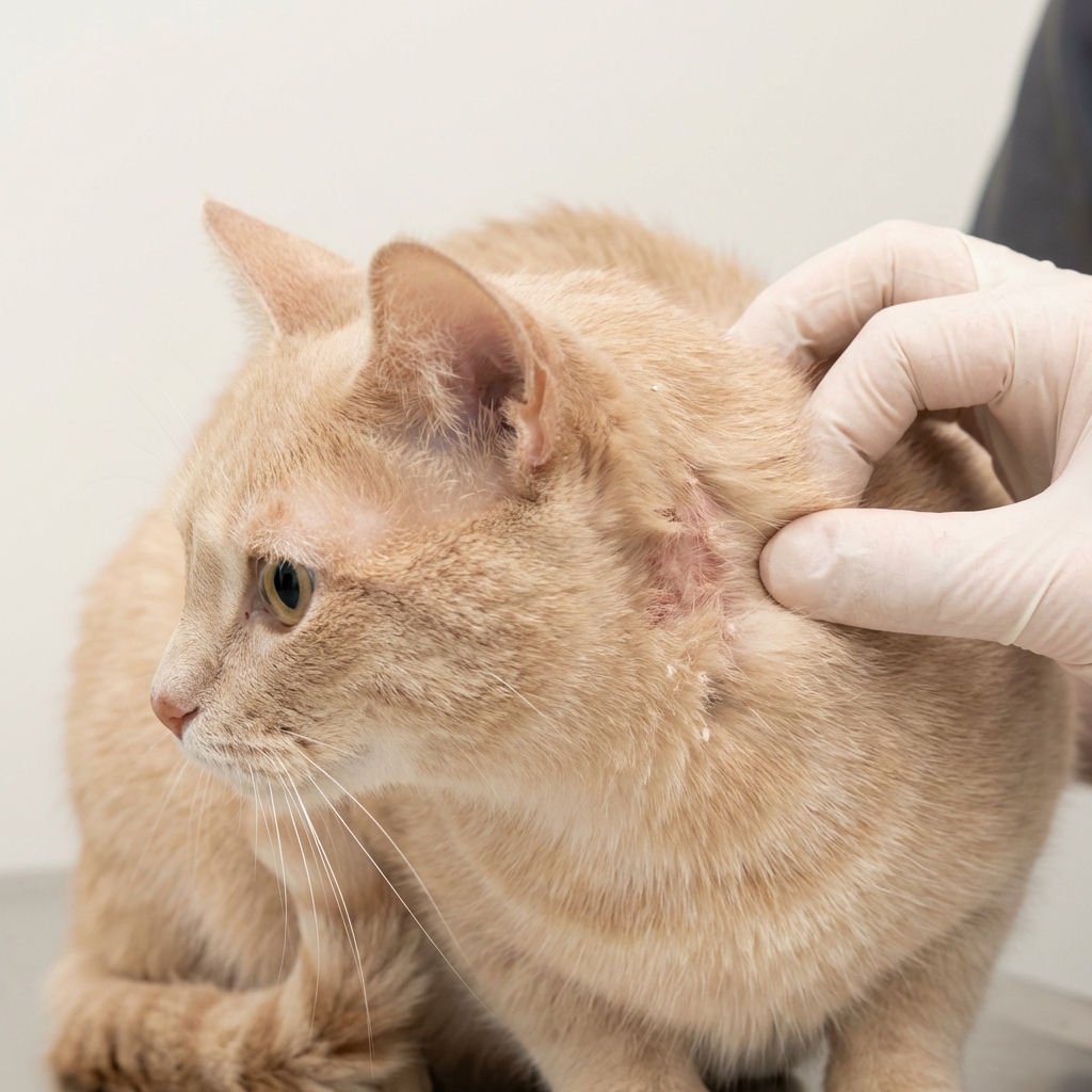 Gato com lesões de alergia na pele