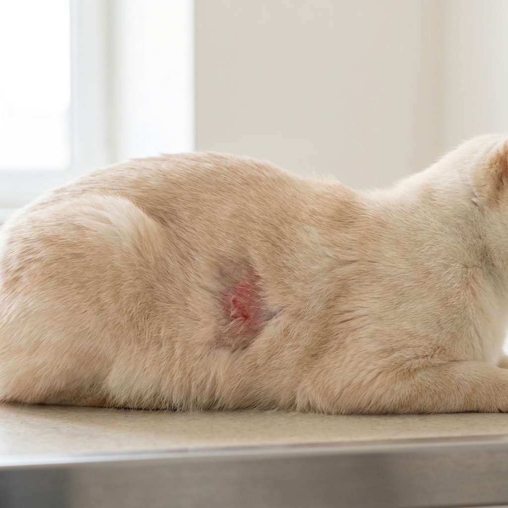 Gato com vermelhidão e irritação na pele