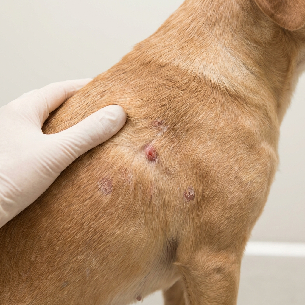 Cachorro com problemas de pele e descamação