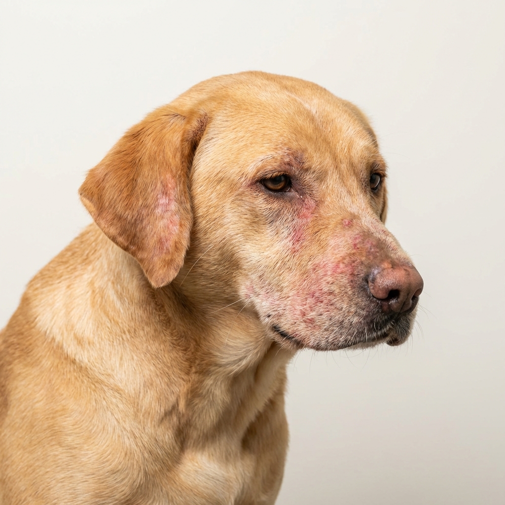 Cachorro com feridas e lesões na pele